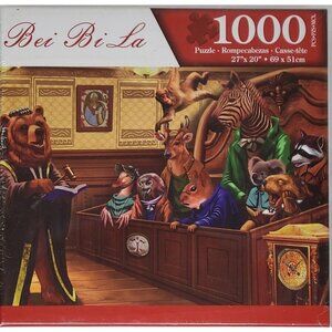 Bei Bi La 1000pc Puzzle Animal Jury Courtroom 27x20 inch New Factory Sealed